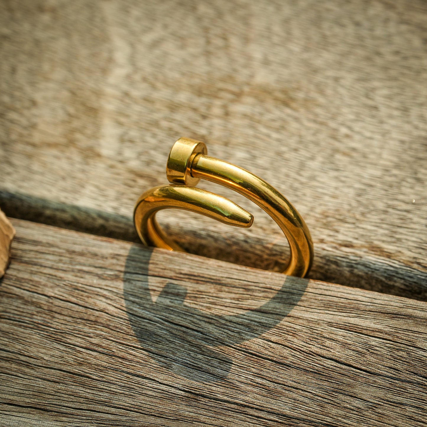 Aanura Gold Tone Modern Nail Ring for Women