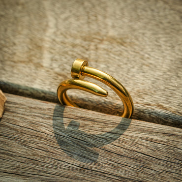 Aanura Gold Tone Modern Nail Ring for Women
