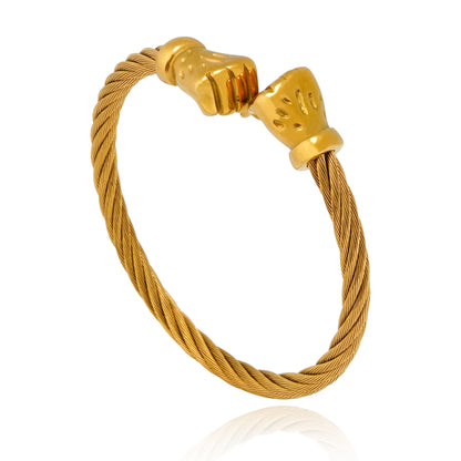 Aanura Gold Skull Cuff Bracelet For Men