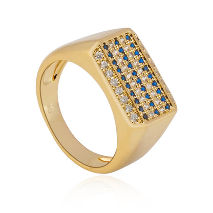 Aanura Gold-Plated Crystal Grid Ring For Men's