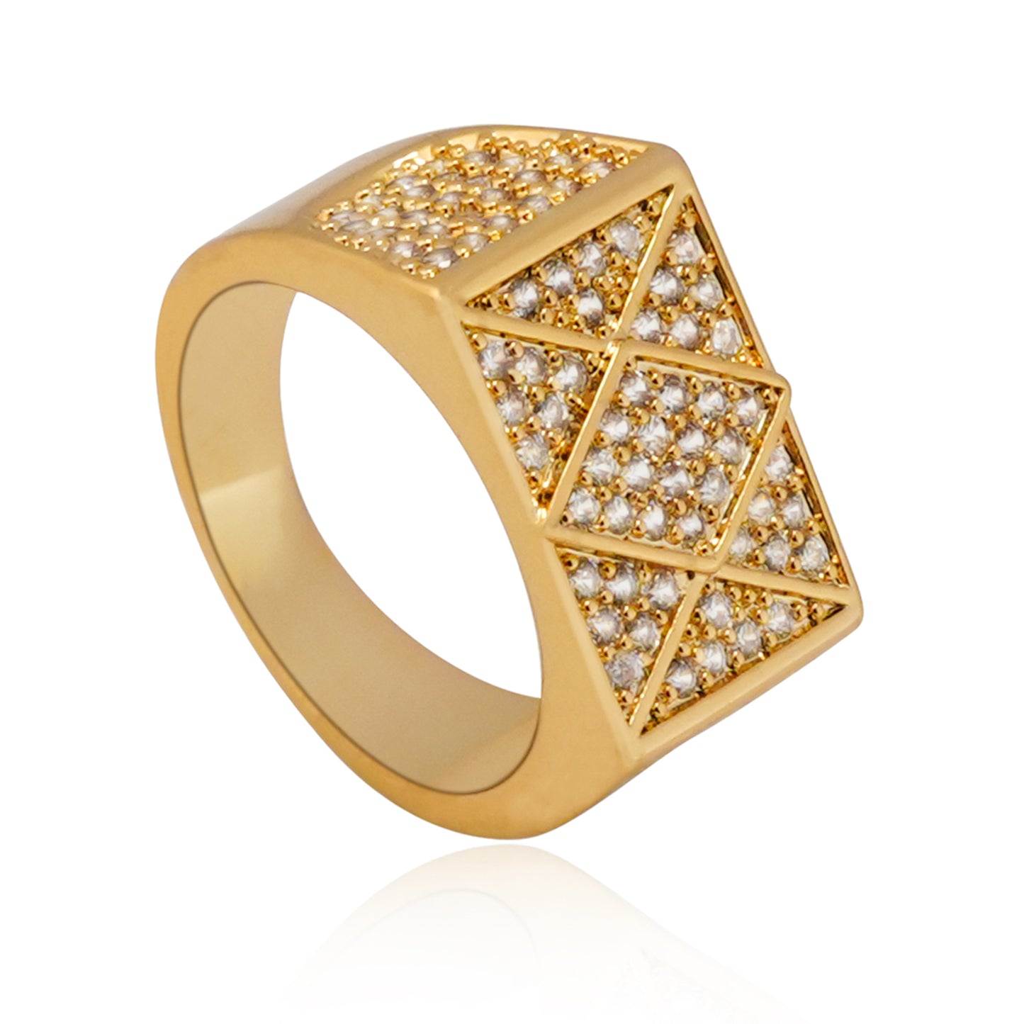 Aanura Gold-Plated Geometric Crystal Ring For Men's