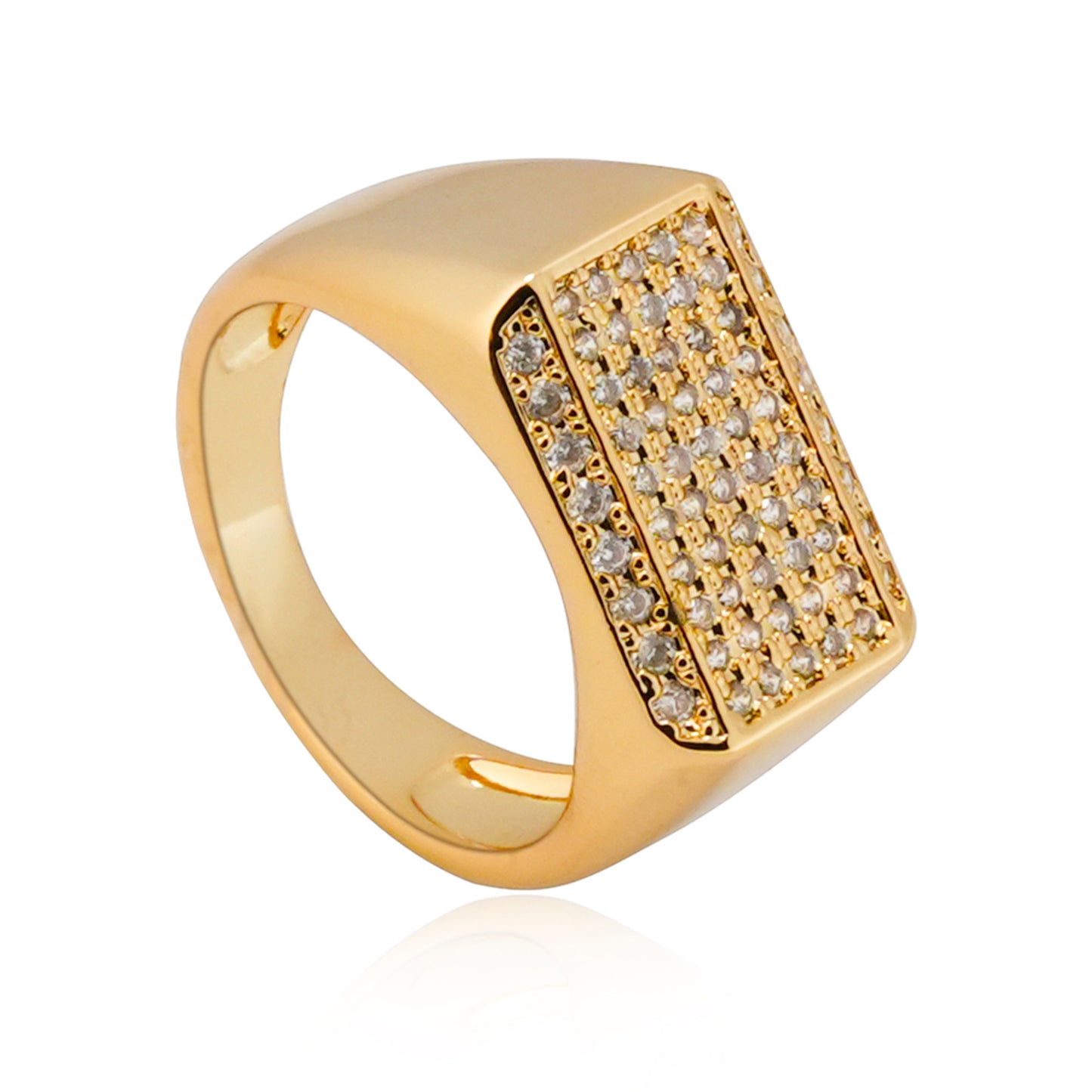 Aanura Gold-Plated Crystal Grid Ring For Men's