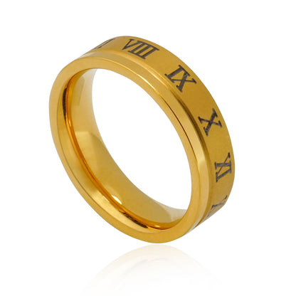 Aanura Gold-Plated Roman Numeral Ring For Men's