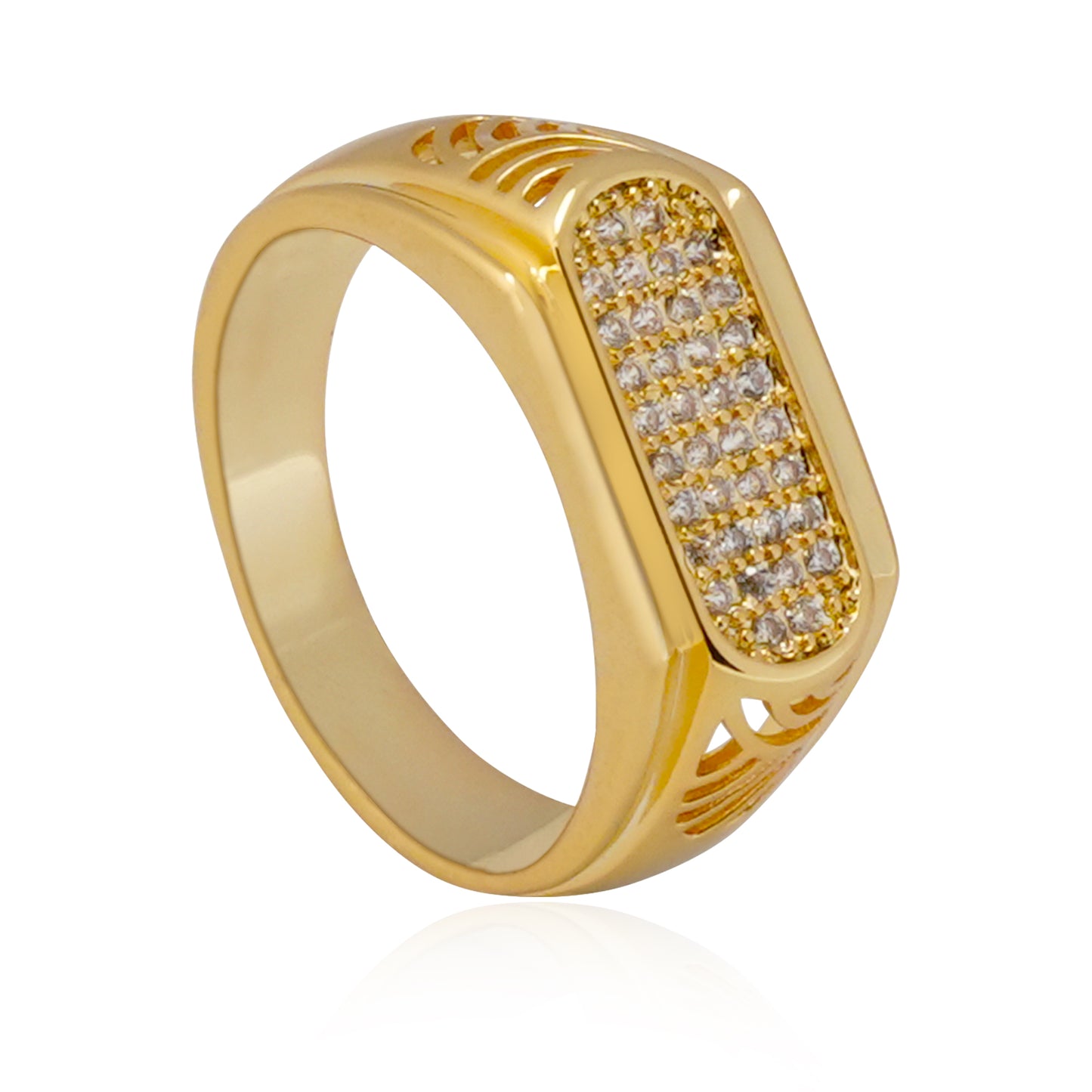 Aanura Gold-Plated Crystal Ring For Men's