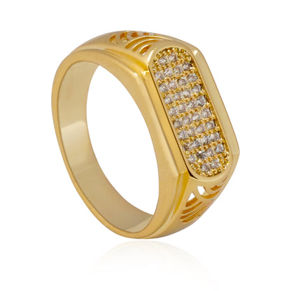 Aanura Gold-Plated Crystal Ring For Men's