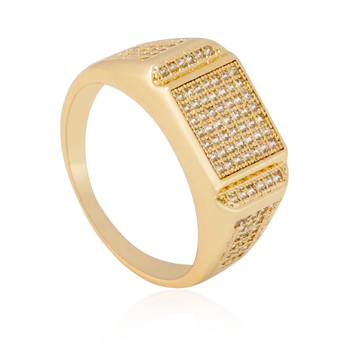 Aanura Gold-Plated Crystal Statement Ring For Men's