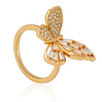 Aanura Gold Butterfly Crystal Embellished Statement Ring