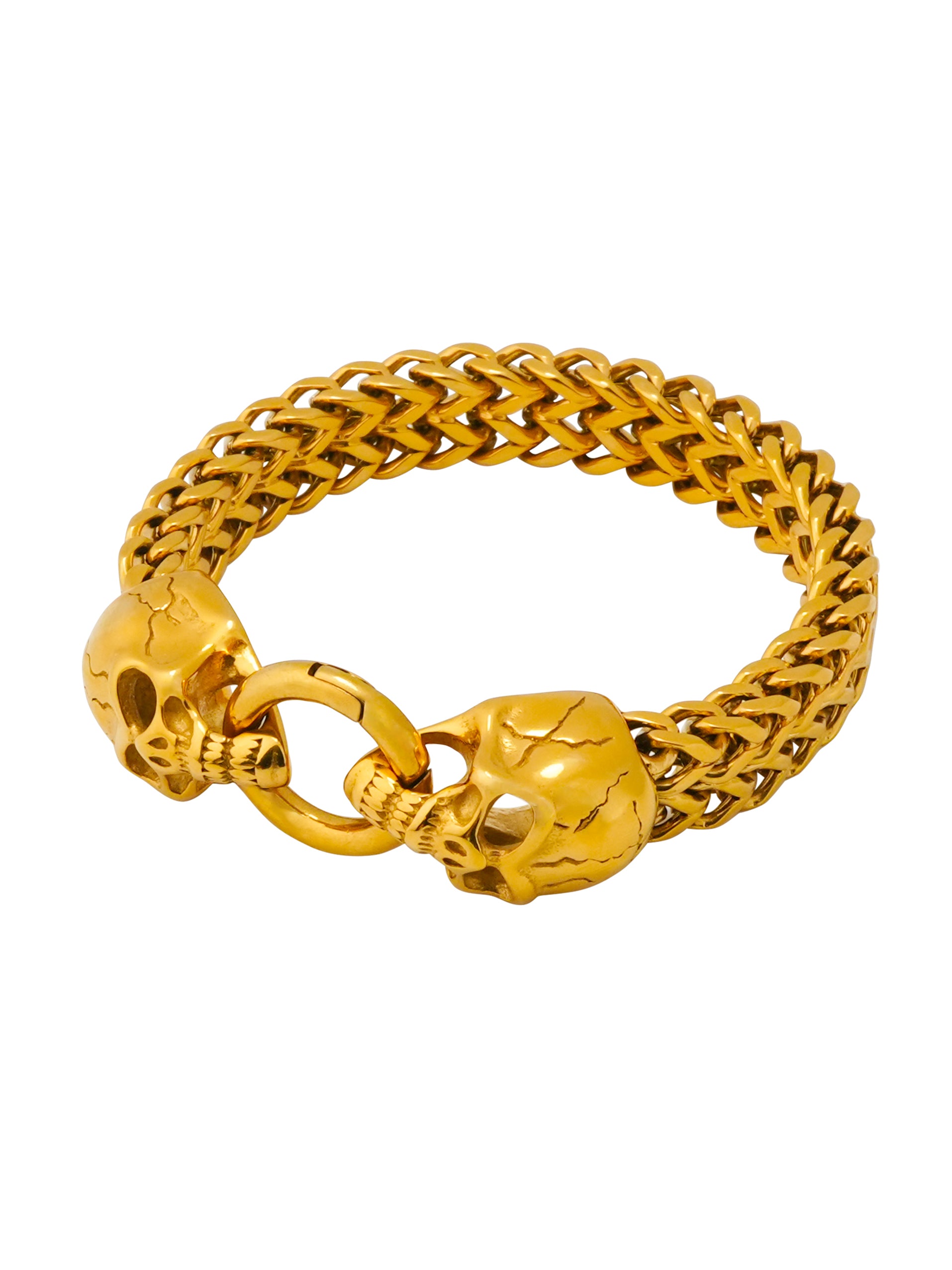Aanura Gold-Plated Skull Chain Bracelet For Men's