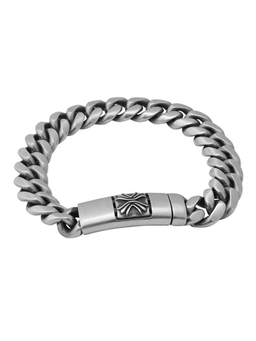Aanura Silver Stainless Steel Curb Bracelet For Men