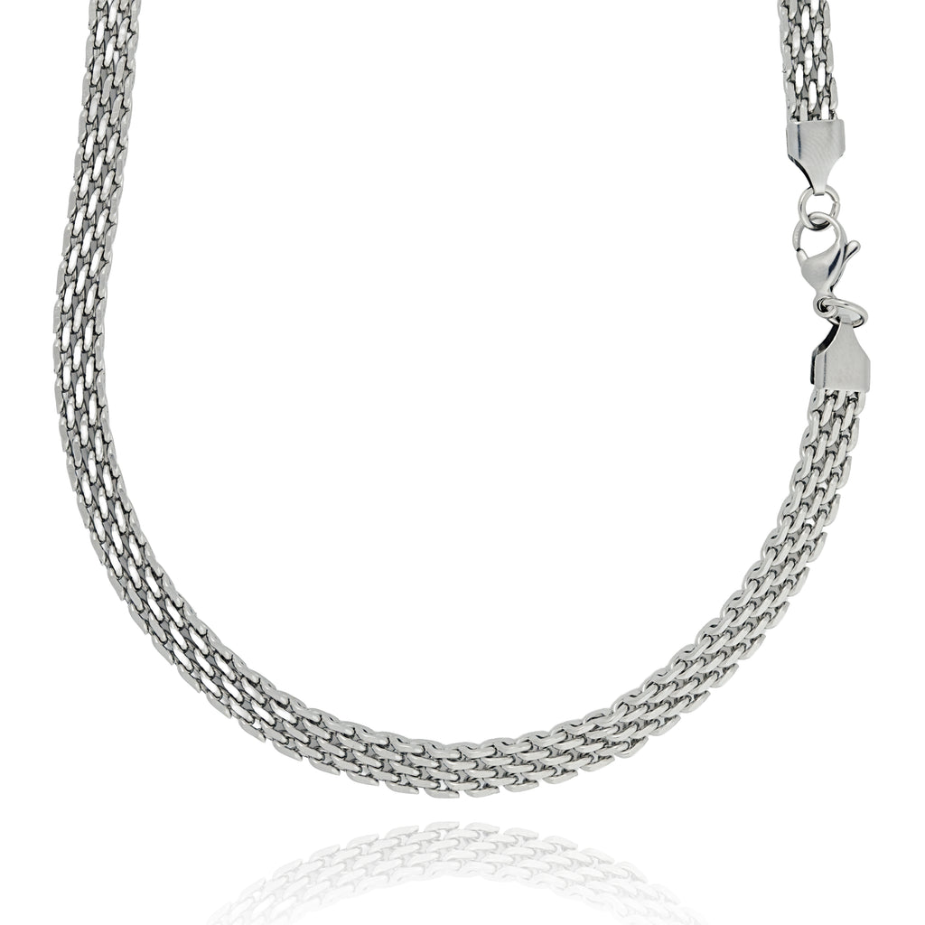 Rhodium Plating Waterproof Anti Tarnish Weave Chain
