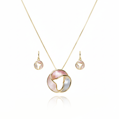Aanura Tri-Color Swirl Round Necklace & Earrings