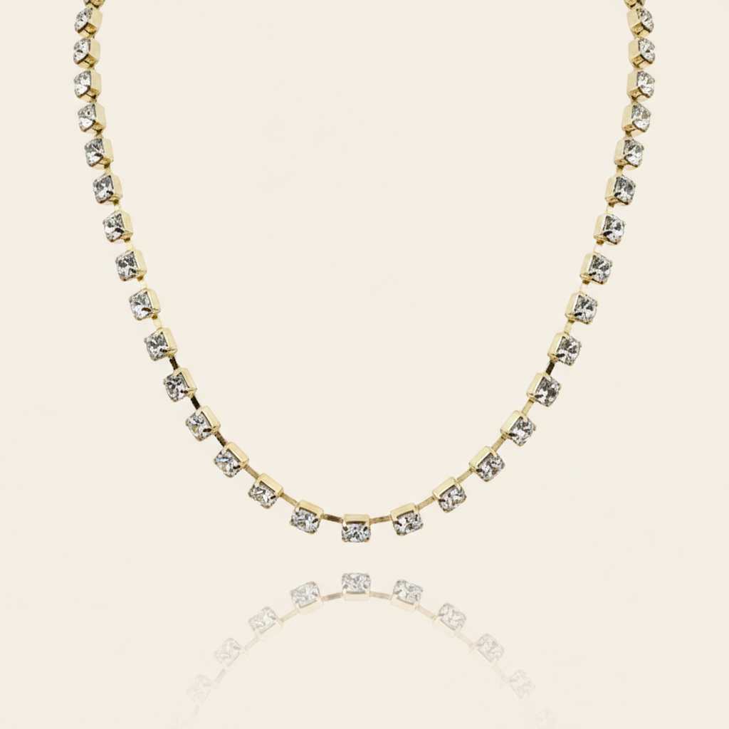 Elegant Gold-Plated Diamond Tennis Necklace