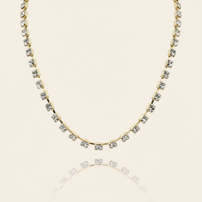 Elegant Gold-Plated Diamond Tennis Necklace