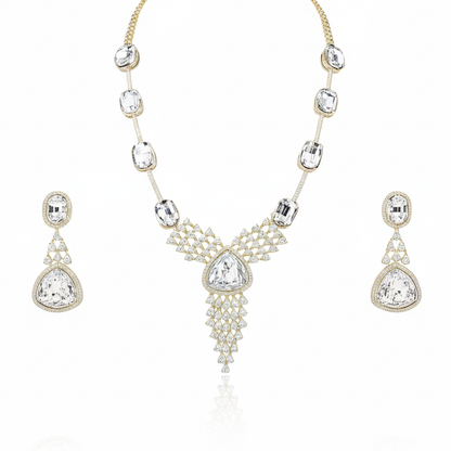 Aanura Ruby Red Geometric Necklace Set