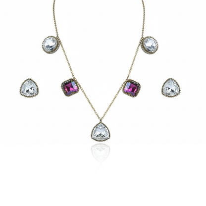 Aanura Multicolor Gemstone Necklace Set in Stainless Steel