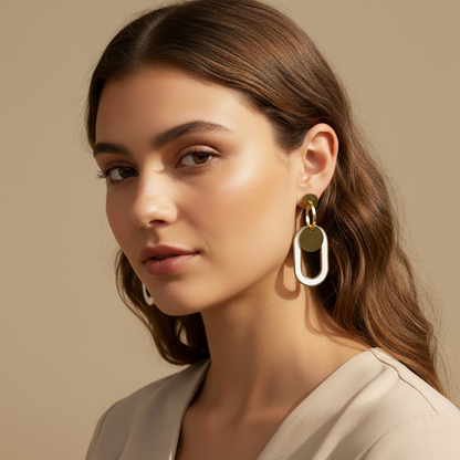 Aanura Minimal Geometric Gold Drop Earrings