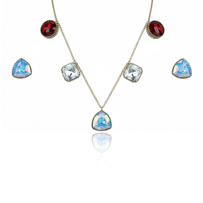 Aanura Multicolor Gemstone Necklace Set in Stainless Steel