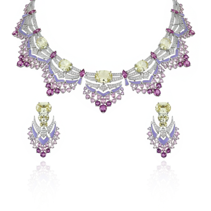 Aanura Yellow & Purple Statement Choker Necklace