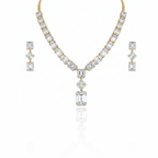 Aanura Emerald-Cut Diamond Necklace Set with Earrings
