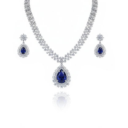 Aanura Royal Black Teardrop Necklace Set