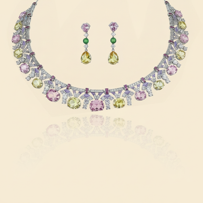 Aanura Yellow & Pink Gemstone Choker Necklace