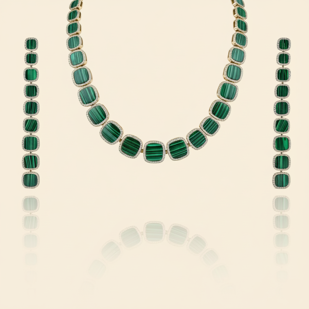 Aanura Green Malachite Necklace, Bracelet & Earring Set