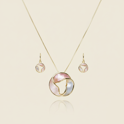 Aanura Tri-Color Swirl Round Necklace & Earrings