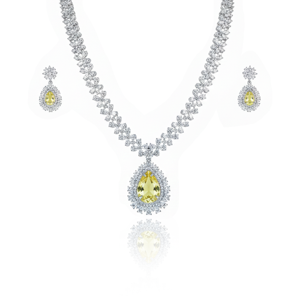 Aanura Royal Black Teardrop Necklace Set