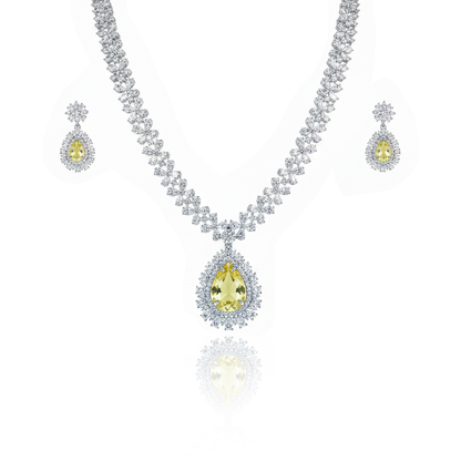 Aanura Royal Black Teardrop Necklace Set