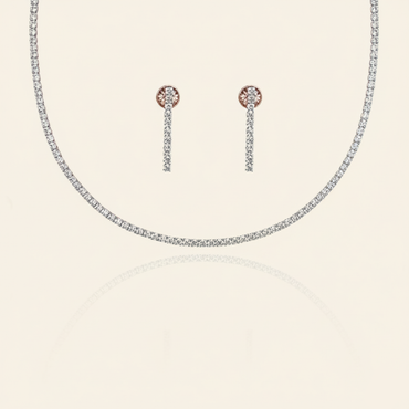 Aanura Diamond Tennis Necklace Set with Drop Earrings