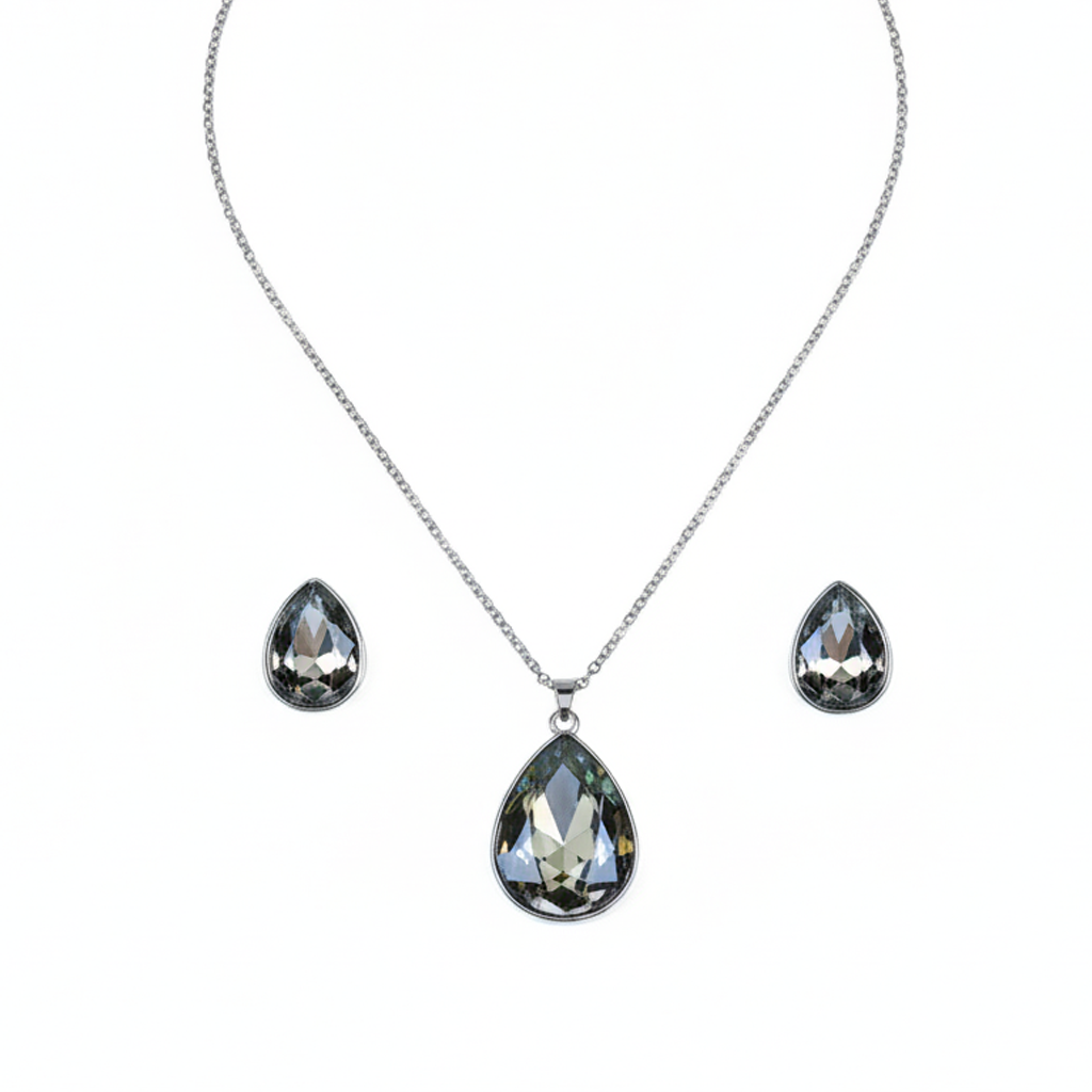 Aanura Crystal Teardrop Necklace & Earrings Set