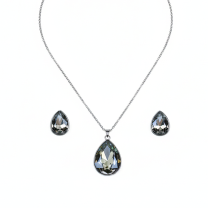 Aanura Crystal Teardrop Necklace & Earrings Set
