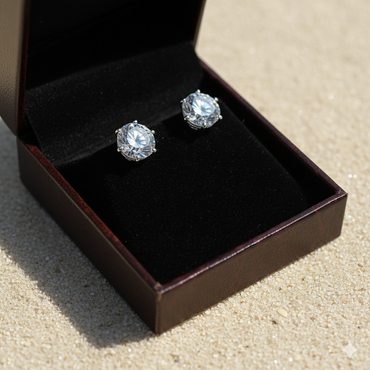 Aanura Classic Round Solitaire Earrings in 925 Silver