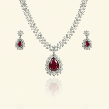 Aanura Royal Black Teardrop Necklace Set