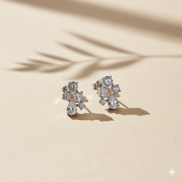 Aanura Multi-Stone Cluster Earrings in 925 Silver