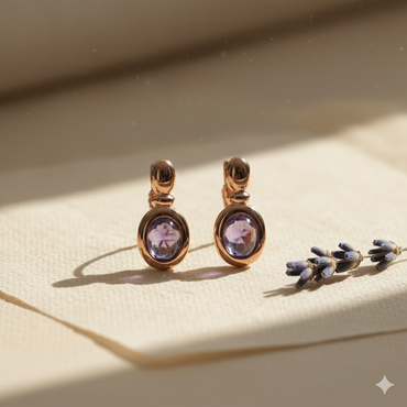 Aanura Oval Gemstone Drop Earrings in 18K Gold Plated 925 Silver