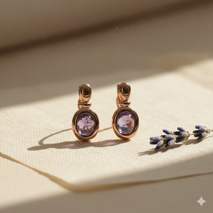 Aanura Oval Gemstone Drop Earrings in 18K Gold Plated 925 Silver