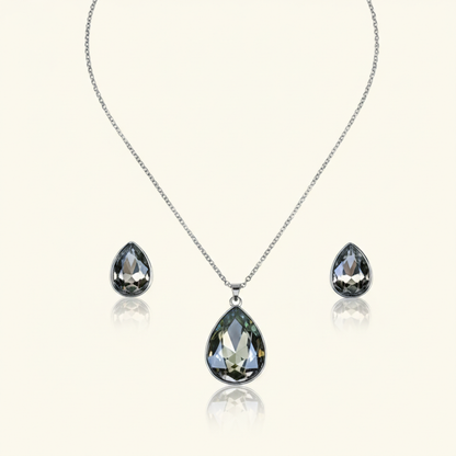 Aanura Crystal Teardrop Necklace & Earrings Set
