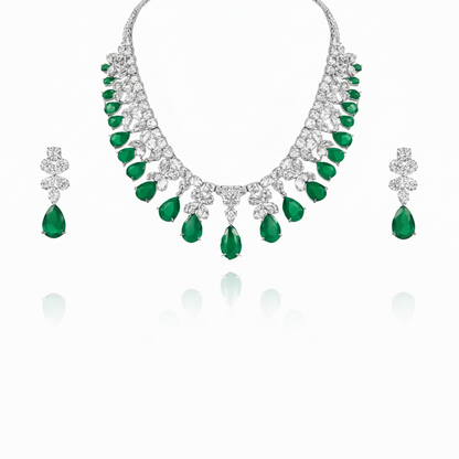 Aanura Ruby Teardrop Floral Necklace Set