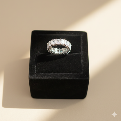 Aanura 925 Silver Emerald-Cut Eternity Band