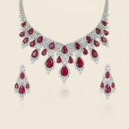 Aanura Yellow Teardrop Floral Necklace Set Stainless Steel