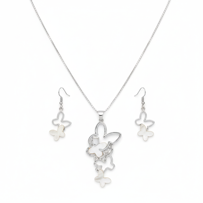 Aanura Dual Butterfly Charm Necklace & Earrings