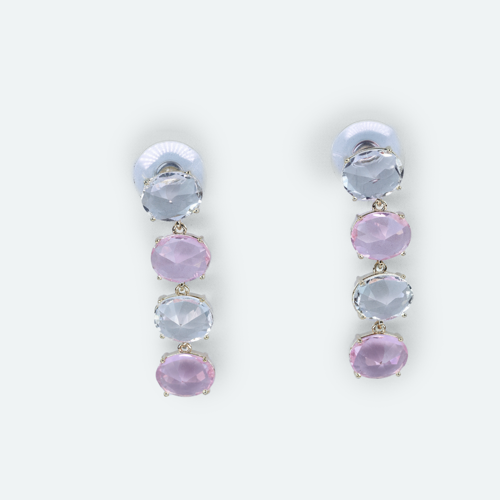 Aanura Aqua Blue & Clear Stone Drop Earrings