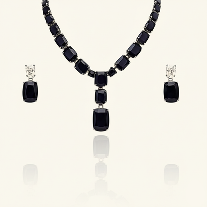 Aanura Deep Red Drop Crystal Necklace Set Stainless Steel