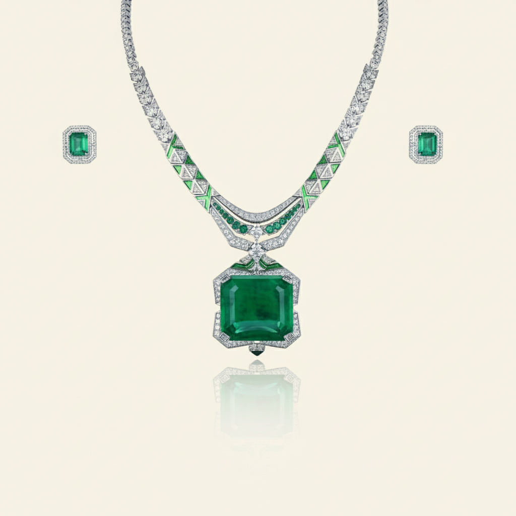 Aanura Emerald Green Necklace Set