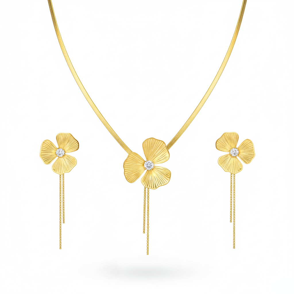 Aanura Orchid Bloom Necklace & Earrings Set