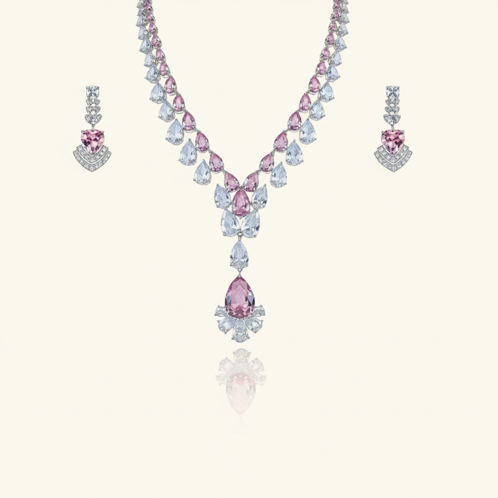 Aanura Majestic Yellow & White Drop Necklace Set