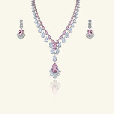 Aanura Majestic Yellow & White Drop Necklace Set