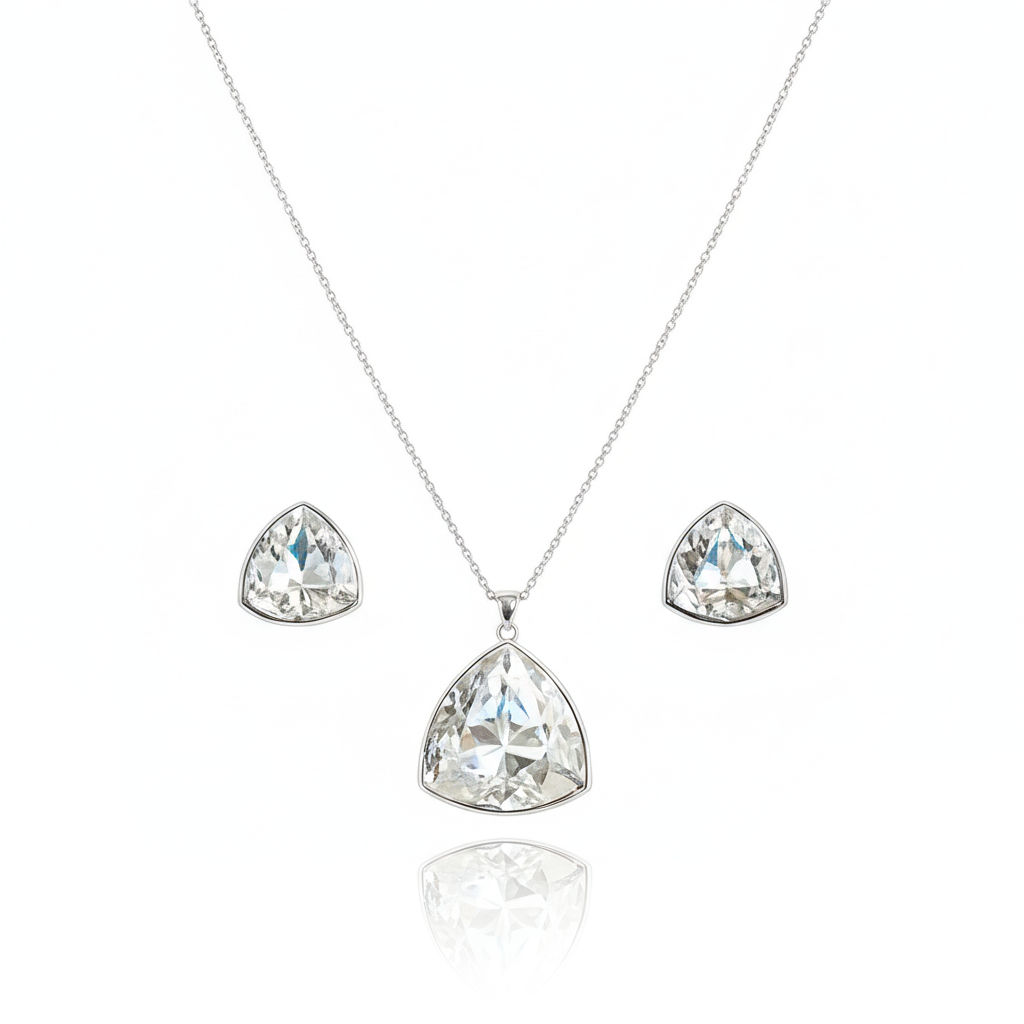 Aanura Green Crystal Necklace & Earrings Set