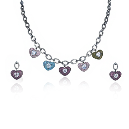 Aanura Multi-Coloured Heart Charm Necklace